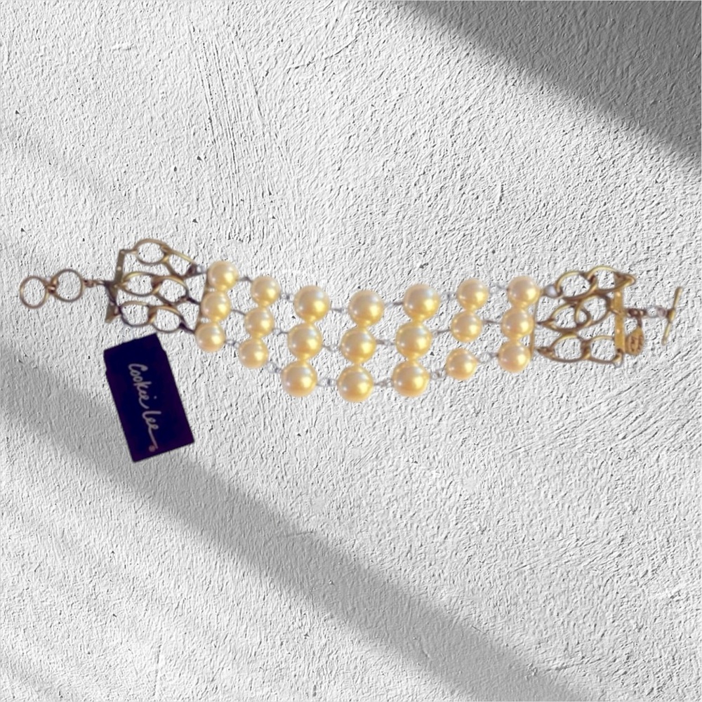 Cookie Lee Bracelet, Designer signed, Faux Pearl, Edwardian, Victorian​, NWT